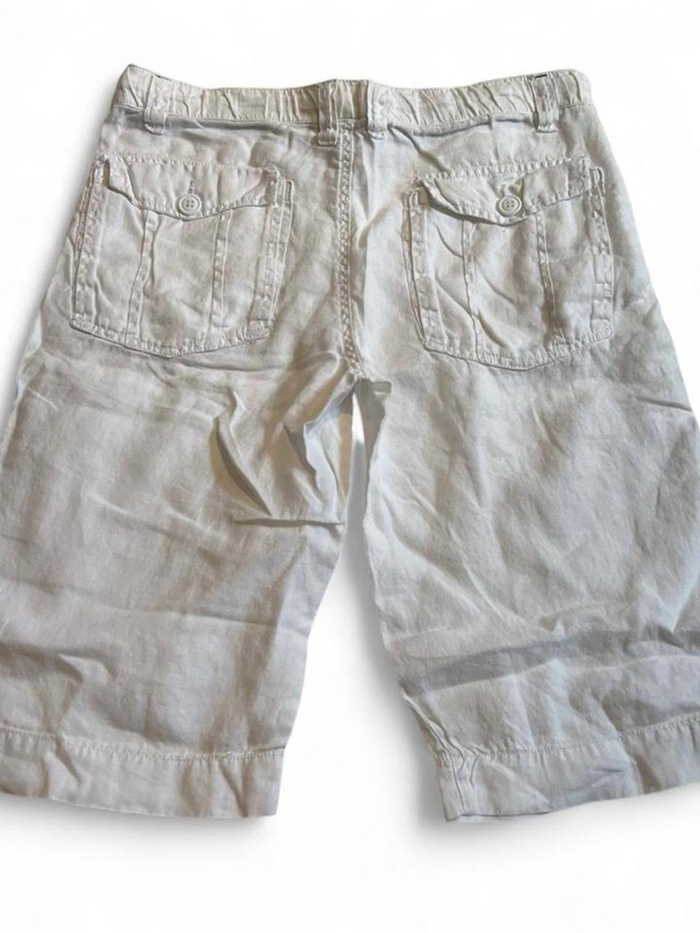 White Linen Big Pocket Shorts